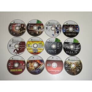 Xbox 360 Lot of 12 Disc, Halo Reach CE Anniversary, Borderlands, Orange Box